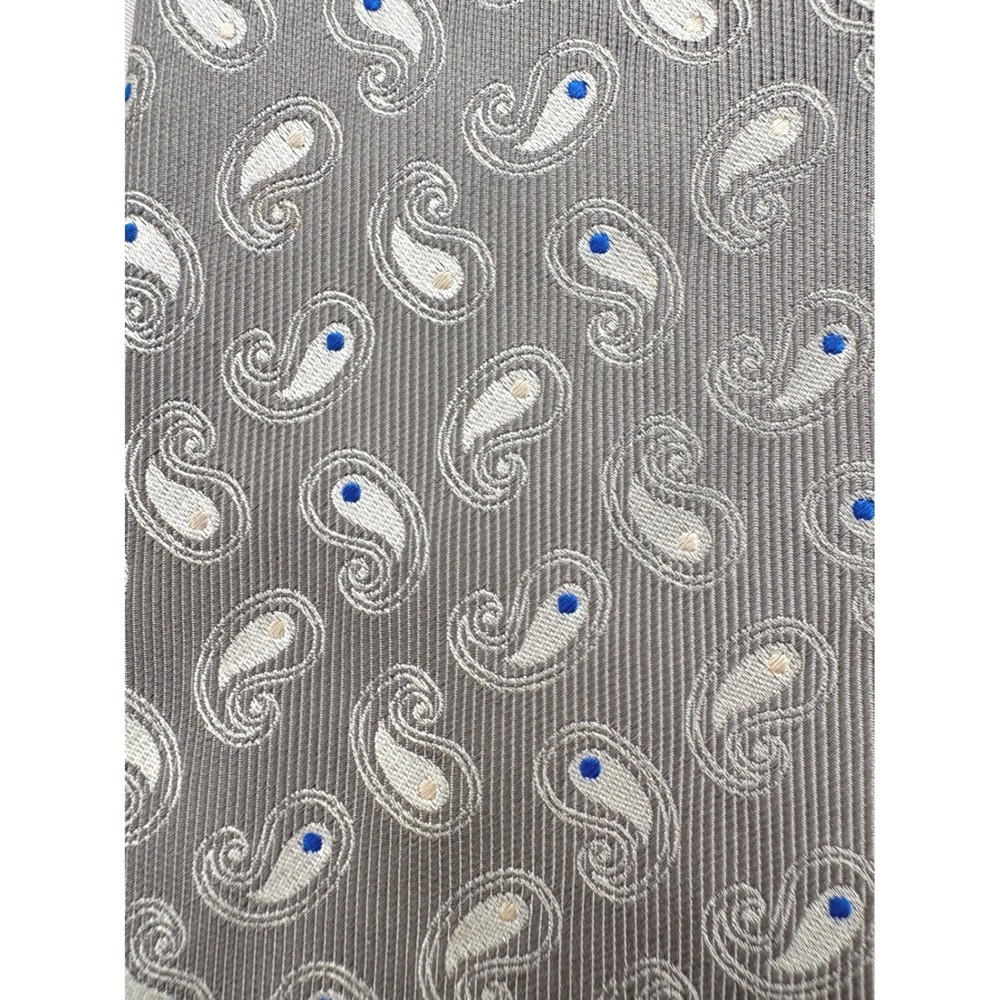 CHARLES TYRWHITT Mens Grey Paisley 100% Silk Tie OS Elegant Woven Italian Dapper